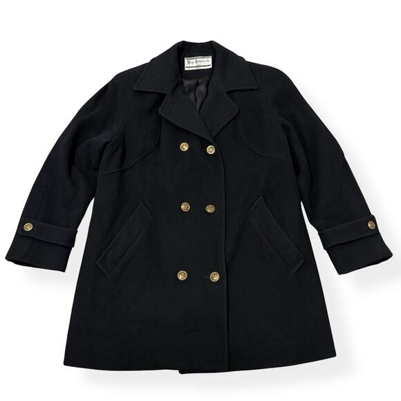 Mackintosh Pure Wool coat Blend Black Pea Size 9 USA Double Breast - Picture 1 of 6